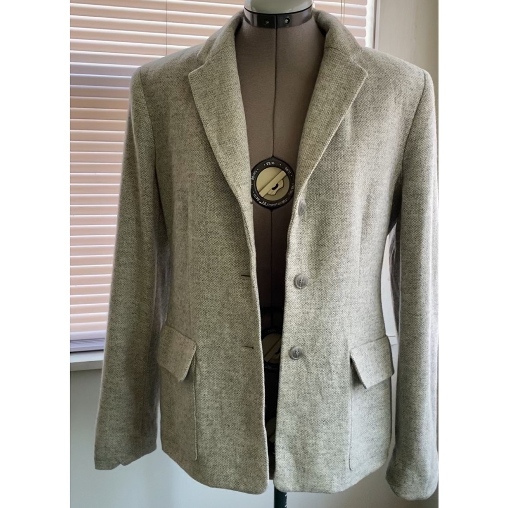 EVAN PICONE Women's Light Gray Wool Blazer Button Up Size 4